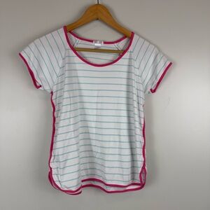 Lake PIMA Short Sleeve Top ONLY BLUE/WHITE STRIPE with PINK Women's Size XS